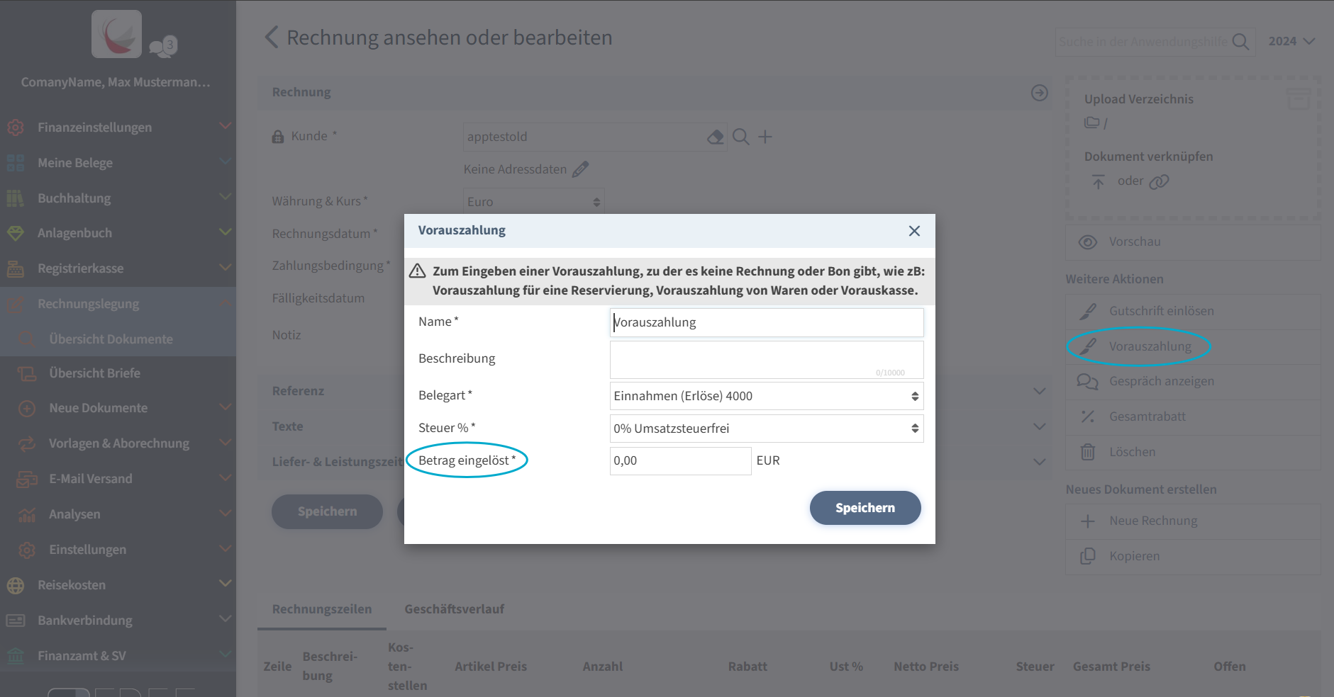 Vorauszahlung | FreeFinance